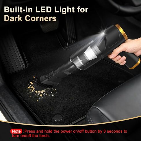 3-in-1 Cordless Handheld Vacuum Cleaner, 10KPa Car Vacuum and Air Duster,Type-C Rechargeable with Washable HEPA Filter and LED Light for Car Interior,Home,Office and Pet Hair in Kuwait