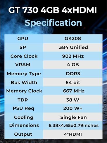 بطاقة رسومات SOYO Geforce GT 730 منخفضة المستوى 4 جيجابايت DDR3 128 بت بطاقة فيديو مع HDMI VGA DVI PCI Express x16 1.1 وحدة معالجة الرسومات للمكتب in Kuwait