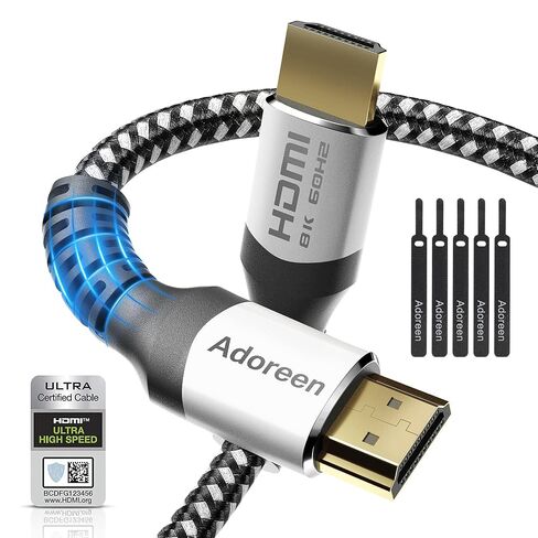 Adoreen 8K Fiber Optic HDMI 2.1 Cable 35 Feet-10 Meter（Certified） Active Optical HDMI Cord for 8K@60Hz 4K@120Hz 2K@240Hz Dynamic HDR eARC HDCP2.2&2.3 4:4:4 3D,Compatible PS5/PS4,Ultra HD TV in Kuwait