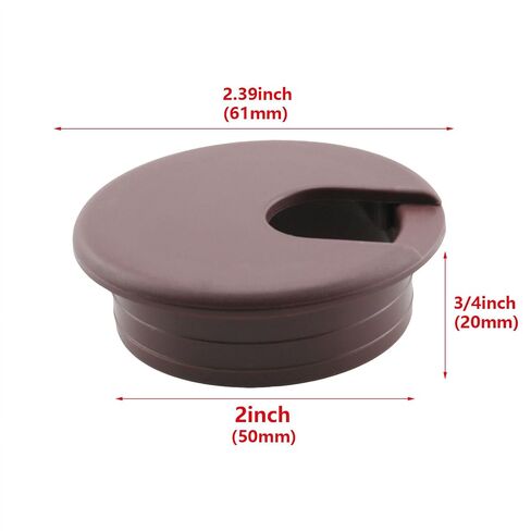 HJGarden 2PCS 50mm/2inch Brown Perforated Cable Junction Box U Shaped Opening ABS Desk Mounted Grommets Cabinet Cupboards Cover Panels in Kuwait
