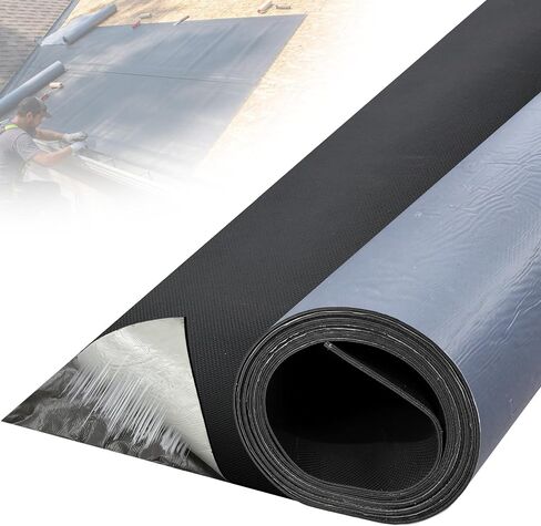 غشاء عازل للماء EPDM 50 مل للطبقة السفلية للسقف 16.5 قدم × 40 بوصة - مواد تسقيف مطاطية ذاتية اللصق لفة تسقيف شديدة التحمل للفناء والمركبات الترفيهية والسقف المعدني (سطح محكم) in Kuwait