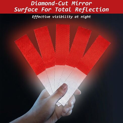 30 PCS Reflective Tape 2x12 Inch Red White Waterproof Self-Adhesive Safety Stickers, High-Strength Reflector Tape for Trucks Trailers Bikes Construction Police Outdoor Warning Signs in Kuwait