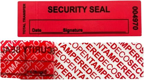 1 بوصة × 3.35 بوصة ملصقات/ملصقات/أختام خالية من العبث باللون الأحمر مع أرقام متسلسلة، قابلة للكتابة، ومطوية بمروحة من أجل الراحة | 100 عبوة in Kuwait