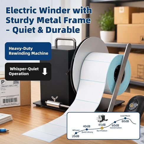 Label Rewinder Machine, Automatic Winding with Printer Sync, Adjustable Speed Electric Labeling Winder, Bi-Directional Rewinding for 1″-3″ Core, 4.7″ Width Dispenser for Tags & Stickers in Kuwait