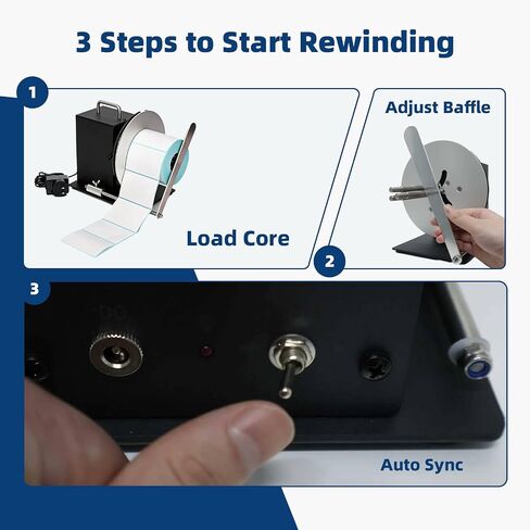 Label Rewinder Machine, Automatic Winding with Printer Sync, Adjustable Speed Electric Labeling Winder, Bi-Directional Rewinding for 1″-3″ Core, 4.7″ Width Dispenser for Tags & Stickers in Kuwait