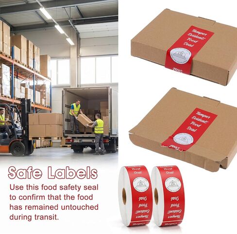 1000 Pcs Tamper Proof Stickers for Food Delivery, 1.5x6 Inch Red Tamper Evident Stickers Security Seals for Pizza Boxes, Drink Containers, Takeout Packaging - Freshness Labels with Writable Surface in Kuwait