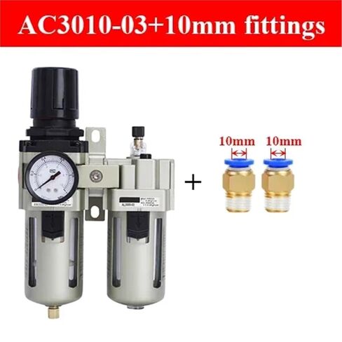 AC2010-02 AC3010-03 AC4010-04 Pneumatic Pressure Regulator Valve Oil Water Separator Manual Drainage for Compressor | AC3010-03 With 10mm,Fiber filter in Kuwait