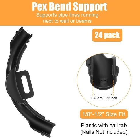 24 قطعة 3/8 "- 1/2" Pex 90 درجة الكوع الأنابيب البلاستيكية الانحناء دعم الأسود Pex تركيبات المشابك حامل الأنابيب 1/2 بوصة in Kuwait