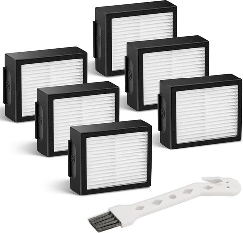 6 Pack 4639161 Filter Replacement for iRobot Roomba E I & J Series i1 i3 i3+ i4 i5 i6 i6+ i7 i7+ i8 i8+ E5 E6 E7 J7 J7+, High Efficiency Vacuum Cleaner Filters Parts with Cleaning Brush in Kuwait