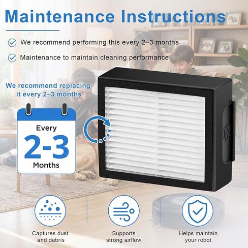 6 Pack 4639161 Filter Replacement for iRobot Roomba E I & J Series i1 i3 i3+ i4 i5 i6 i6+ i7 i7+ i8 i8+ E5 E6 E7 J7 J7+, High Efficiency Vacuum Cleaner Filters Parts with Cleaning Brush in Kuwait