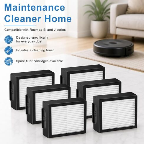 6 Pack 4639161 Filter Replacement for iRobot Roomba E I & J Series i1 i3 i3+ i4 i5 i6 i6+ i7 i7+ i8 i8+ E5 E6 E7 J7 J7+, High Efficiency Vacuum Cleaner Filters Parts with Cleaning Brush in Kuwait