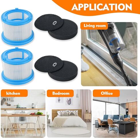 Vacuum Filters Kit compatible with Bissell PowerClean | FurGuard 280W and FurFinder 200W Self-Standing Cordless Vacuum Replacement Parts, Included 2 Filters and 4 Pre-Filter Pads in Kuwait