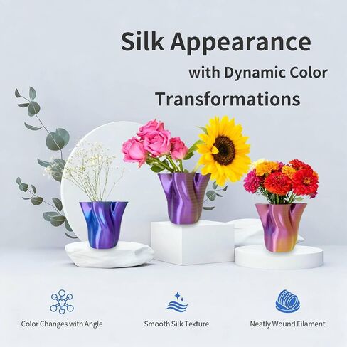 Silk PLA Filament 8 Color Bundle Multicolor, Silk Rainbow 3D Printer Filament 1.75mm, Fast Color Change Each 8 Meters, 0.25kg per Spool, 2kg, 8 Pack in Kuwait