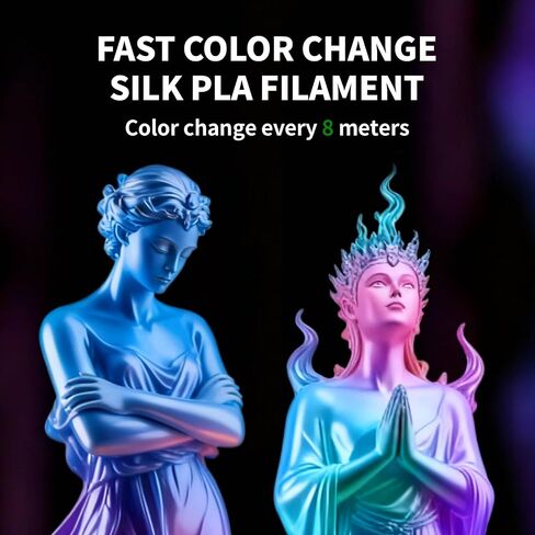 Silk PLA Filament 8 Color Bundle Multicolor, Silk Rainbow 3D Printer Filament 1.75mm, Fast Color Change Each 8 Meters, 0.25kg per Spool, 2kg, 8 Pack in Kuwait