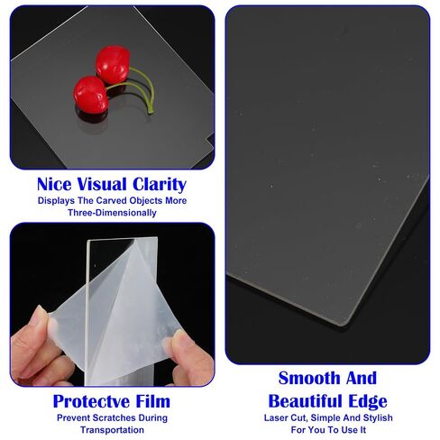 18-Pack Semi-Transparent Acrylic Sheets for LED Light Bases, 5.1" x 5.9" x 0.28" (13cm x 15cm x 7mm), Square Cast Blanks for DIY Laser Cutting Engraving Craft Projects in Kuwait