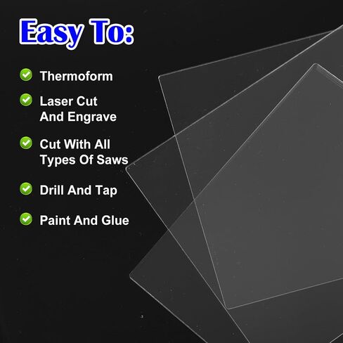 18-Pack Semi-Transparent Acrylic Sheets for LED Light Bases, 5.1" x 5.9" x 0.28" (13cm x 15cm x 7mm), Square Cast Blanks for DIY Laser Cutting Engraving Craft Projects in Kuwait