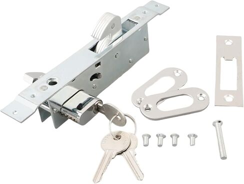 Zinc Alloy Sliding Door Hook Lock with Keys, Security Latch for Kitchen Balcony Glass Doors, Indoor for SURFACE Mount Deadbolt, Fits 35-55mm Thickness, Silver in Kuwait