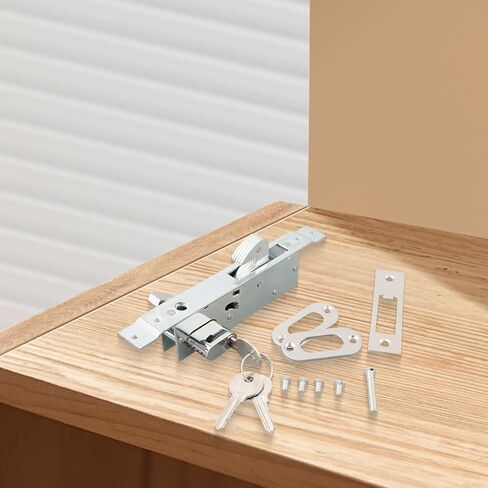 Zinc Alloy Sliding Door Hook Lock with Keys, Security Latch for Kitchen Balcony Glass Doors, Indoor for SURFACE Mount Deadbolt, Fits 35-55mm Thickness, Silver in Kuwait