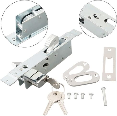 Zinc Alloy Sliding Door Hook Lock with Keys, Security Latch for Kitchen Balcony Glass Doors, Indoor for SURFACE Mount Deadbolt, Fits 35-55mm Thickness, Silver in Kuwait