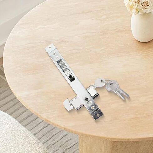 Zinc Alloy Sliding Door Hook Lock with Keys, Security Latch for Kitchen Balcony Glass Doors, Indoor for SURFACE Mount Deadbolt, Fits 35-55mm Thickness, Silver in Kuwait