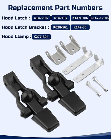 طقم مزلاج غطاء المحرك مناسب لـ Kenworth T800 T600 T400 T300 W900 C500 K100 | مجموعة خطافات غطاء محرك السيارة على شكل كرة، استبدال K147-107، K147107، K147C106، K147-C-106، K028-561، K147-85، K277-304 in Kuwait