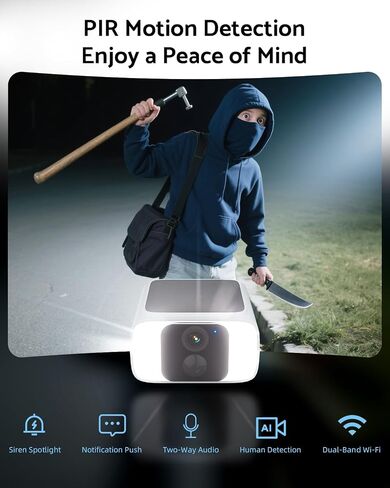 Solar Camera Outdoor Wireless 4MP -2.4G&5G WiFi Security Camera with Integrated Solar Panel, Color Night Vision, Compatible with Alexa in Saudi Arabia