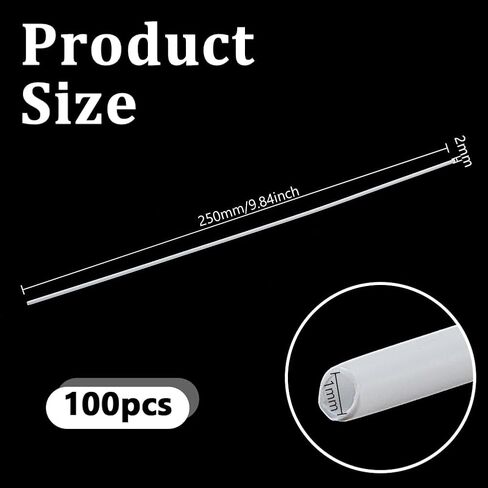 OLYCRAFT 100 قطعة من بلاستيك ABS أنابيب دائرية 9.8 بوصة بيضاء ABS أنابيب مجوفة 2 مم قطر دائري مجوف شريط بلاستيكي قضبان أنبوب ستايرين لصنع النماذج المعمارية لطاولة الرمل DIY in Kuwait