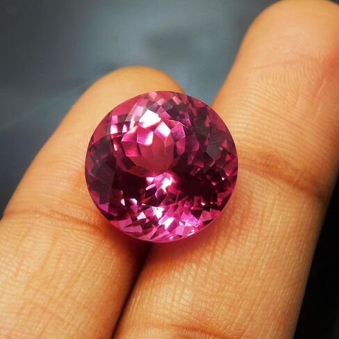 22.52 Ct Natural Pink Sapphire Round Cut CERTIFIED Ring Size Loose Gemstone-W in Kuwait