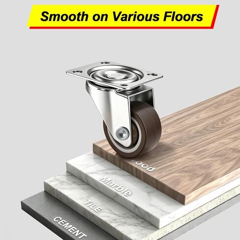 عجلات دوارة صغيرة مقاس 1 بوصة 4 قطع 360 درجة قابلة للدوران منخفضة العجلة المطاطية الناعمة مع برغي ناعم وهادئ لتدحرج الأثاث الخفيف بوزن أقل من 100 رطل in Kuwait