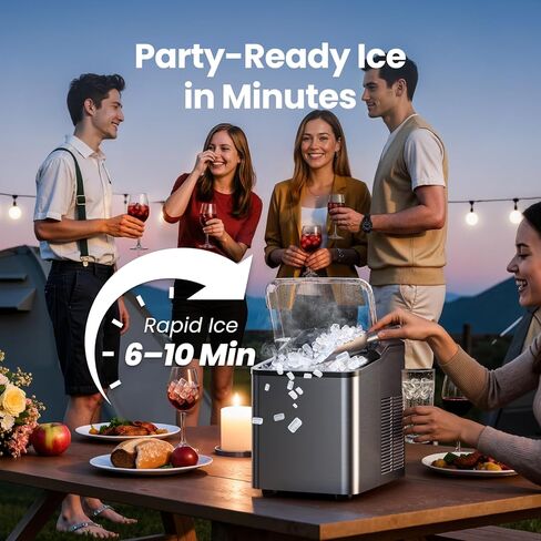 VIBOFROST Nugget Ice Makers Countertop with 1.32 Gallon Tank, 40 lbs/24H, Chewable Sonic Ice, Pellet Ice Machine with Auto Descaling System, Scoop Included, Stainless Steel in Saudi Arabia