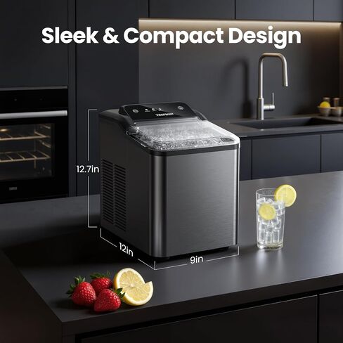 VIBOFROST Nugget Ice Makers Countertop with 1.32 Gallon Tank, 40 lbs/24H, Chewable Sonic Ice, Pellet Ice Machine with Auto Descaling System, Scoop Included, Stainless Steel in Saudi Arabia