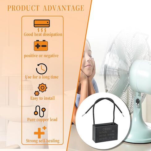 مكثف مروحة السقف CBB61 5 فائق التوهج لمولد محرك المروحة الكهربائية | 250 فولت تيار متردد 50/60 هرتز مرحل الطاقة الكهربائية 2 سلك توصيل مكثف in Kuwait