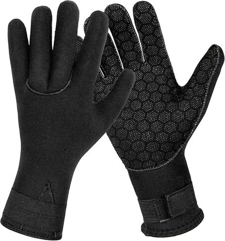 Fishing Gloves Men, 3mm Neoprene Waterproof Diving Gloves with Anti Slip Grip Black Scuba Gear, Winter Thermal Fishing Accessories for Swimming Snorkeling Surfing Paddling Sailing and Water Skiing in Kuwait