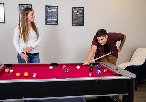 Hathaway Triple Threat Multi Game Table – Space-Saving Rotating Playfield for 6ft Pool Table, Air Hockey Table, & Table Tennis - 3 in 1 Game Table with Complete Accessories & Display Rack in Kuwait