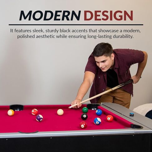 Hathaway Triple Threat Multi Game Table – Space-Saving Rotating Playfield for 6ft Pool Table, Air Hockey Table, & Table Tennis - 3 in 1 Game Table with Complete Accessories & Display Rack in Kuwait