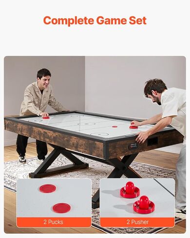 VEVOR 84" Air Hockey Table, Indoor Arcade Table Gaming Set with 2 Pushers, 2 Pucks, Electronic Scorer, X-Shaped Legs & High-Powered Blower, Air Powered Hockey Game Table for Family Game Room Office in Kuwait