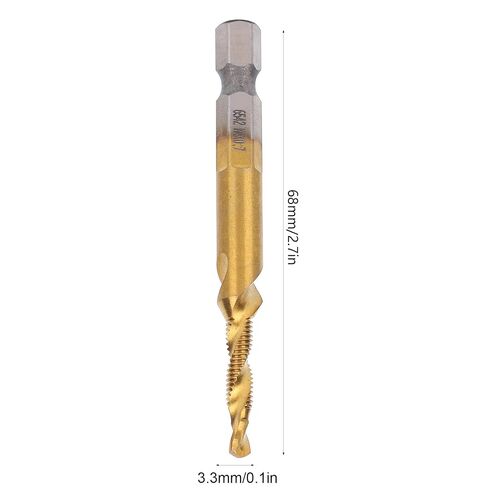 10pcs M4 HSS Screw Tap Kit, High Speed Steel Thread Tap with Coating, 3.3mm Hex Shank Drill Bits for Carbon Steel Aluminum Copper, Internal Chip Removal Tapping in Kuwait