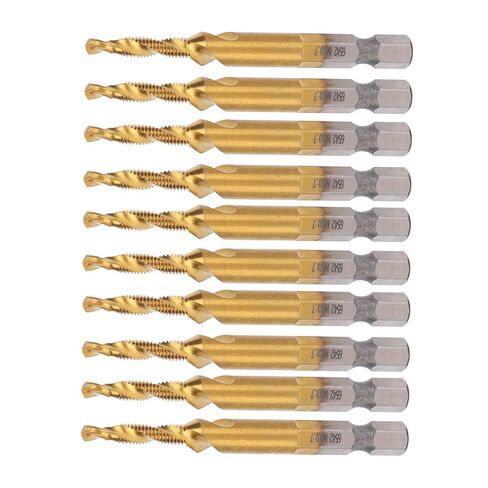 10pcs M4 HSS Screw Tap Kit, High Speed Steel Thread Tap with Coating, 3.3mm Hex Shank Drill Bits for Carbon Steel Aluminum Copper, Internal Chip Removal Tapping in Kuwait