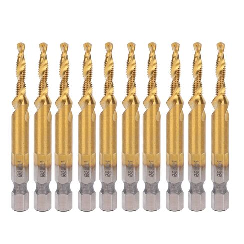 10pcs M4 HSS Screw Tap Kit, High Speed Steel Thread Tap with Coating, 3.3mm Hex Shank Drill Bits for Carbon Steel Aluminum Copper, Internal Chip Removal Tapping in Kuwait