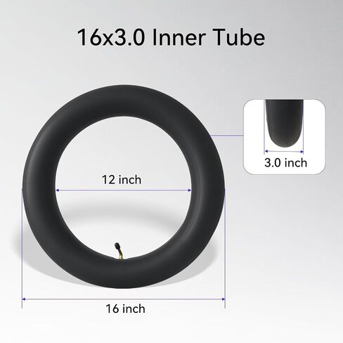 2-Pack 16x3.0 الأنبوب الداخلي 16x3.25 E-Bike Tube سكوتر كهربائي أنبوب الإطارات | مع صمام عازمة in Kuwait
