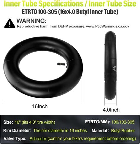 قطعتان من الأنبوب الداخلي البديل مقاس 16 × 4.0، أنبوب دراجات 16 × 4.0 مع ساق صمام منحني متوافق مع الدراجات الإلكترونية مقاس 16 بوصة والدراجات البخارية الكهربائية والدراجات المروحية للأطفال والدراجات القابلة للطي in Kuwait
