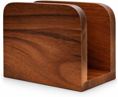 Acacia Wood Napkin Holder – Rustic Wooden Napkin Organizer for Kitchen, Dining Table, Picnic, Coffee Bar – Farmhouse Tabletop Dispenser for Square Paper Napkins in Kuwait