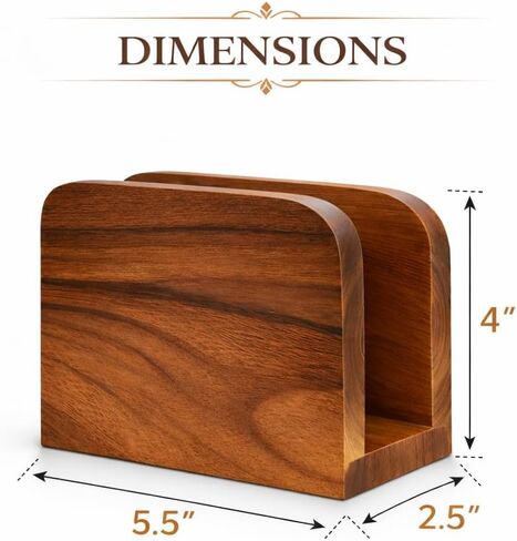 Acacia Wood Napkin Holder – Rustic Wooden Napkin Organizer for Kitchen, Dining Table, Picnic, Coffee Bar – Farmhouse Tabletop Dispenser for Square Paper Napkins in Kuwait