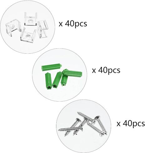 BENLUN Strip Light Mounting Brackets, 40 Pcs Transparent Fixing Clips Screws and Drywall Anchors, 2 Silicone Tail Plugs, only for 10mm X 6mm 288LEDs/M 65.6FT COB Strip Light in Kuwait