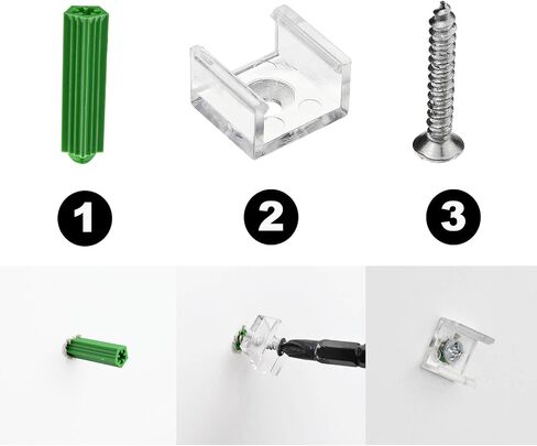 BENLUN Strip Light Mounting Brackets, 40 Pcs Transparent Fixing Clips Screws and Drywall Anchors, 2 Silicone Tail Plugs, only for 10mm X 6mm 288LEDs/M 65.6FT COB Strip Light in Kuwait