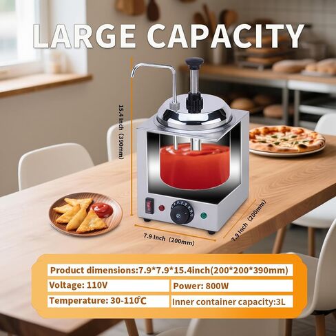 SNICE Commercial Hot Cheese Dispenser, Stainless Steel, Temperature Control Warmer Machine for Butter, Chocolate, Caramel, Fudge with Pump in Kuwait