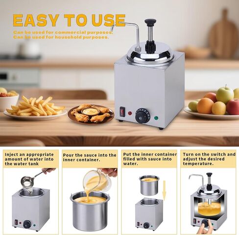 SNICE Commercial Hot Cheese Dispenser, Stainless Steel, Temperature Control Warmer Machine for Butter, Chocolate, Caramel, Fudge with Pump in Kuwait