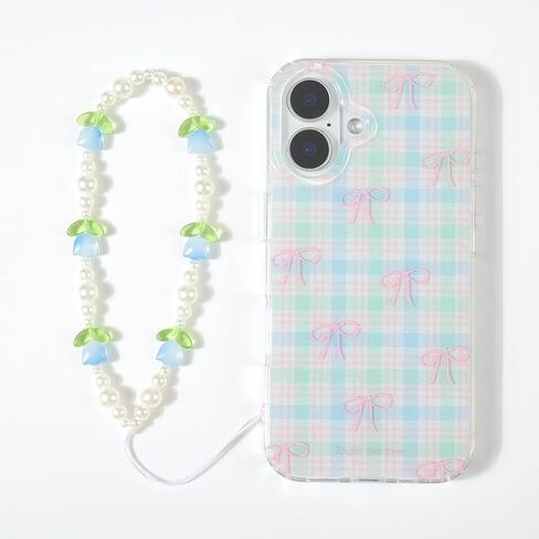 Beaded Phone Charms Cute Aesthetic Tulip Lanyard Strap Girl Wrist Chain, Phone Keychain Decoration for Wallet AirPods-Pink in Kuwait
