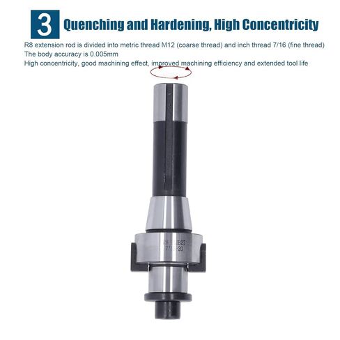 R8 Shank Shell Mill Arbor Adapter Holder, Molybdenum Steel Construction, Strong Hardness, Precision Milling Accessory for Heavy Cutting, High Wear, Double Side Clip Key in Kuwait