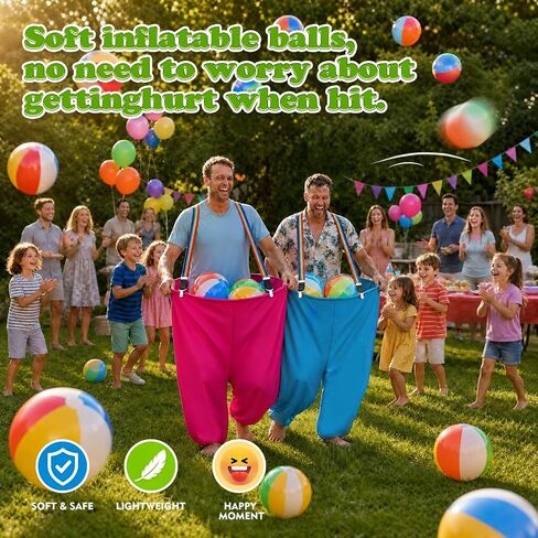 Granny Pants Yard Game with Colorful Suspenders for Adults, 2 Granny Pants 16 Bouncy Balls 2 Pumps 2 Whistles, Fun Outdoor Game for Family Party, Field Days, Camping in Kuwait